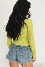 Load image into Gallery viewer, Into The City Button Front Knit Top // Lime