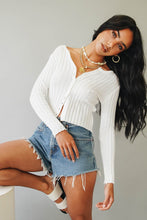 Load image into Gallery viewer, Into The City Button Front Knit Top // White