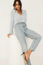 Load image into Gallery viewer, French River Button Front Knit Top // Sky