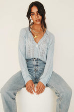 Load image into Gallery viewer, French River Button Front Knit Top // Sky