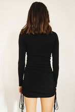 Load image into Gallery viewer, Chase The City Drawstring Mini Dress // Black