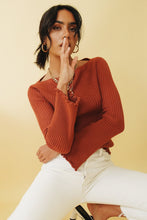 Load image into Gallery viewer, Fine Line Ribbed Knit Top // Burgundy