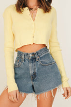 Load image into Gallery viewer, Girl Gang Button Front Knit Top // Lemon