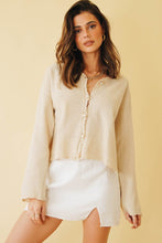 Load image into Gallery viewer, Beach Town Pearl Button Front Knit Top // Natural