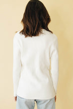 Load image into Gallery viewer, Ava Button Front Ribbed Knit Top // White