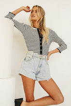 Load image into Gallery viewer, Another Moment Button Front Knit Top // Stripe