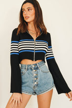 Load image into Gallery viewer, 90's Culture Ribbed Zip Front Top // Black