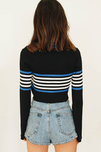 Load image into Gallery viewer, 90's Culture Ribbed Zip Front Top // Black
