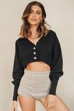 Load image into Gallery viewer, Let It Go Button Front Knit Top // Black