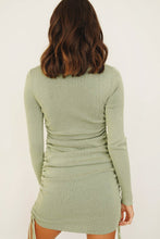 Load image into Gallery viewer, Chase The City Drawstring Mini Dress // Sage