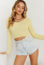 Load image into Gallery viewer, Classic Chic Ribbed Knit Top // Lemon