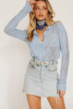 Load image into Gallery viewer, New Creative Button Front Knit Top // Lake