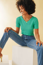 Load image into Gallery viewer, Always On Time Ribbed Knit Top // Green