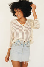 Load image into Gallery viewer, New Light Button Front Knit Top // Natural