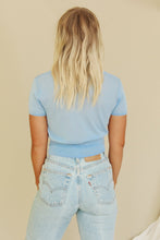 Load image into Gallery viewer, Heart's Content Button Front Knit Top // Blue