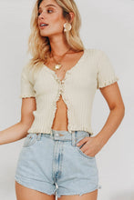 Load image into Gallery viewer, Kit Button Front Knit Top // Natural
