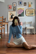 Load image into Gallery viewer, New Mantra Button Front Knit Top // Sky