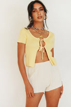 Load image into Gallery viewer, Beside You Tie Front Knit Top // Lemon
