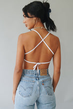 Load image into Gallery viewer, Glass Of Wine Tie Back Halter Top // White
