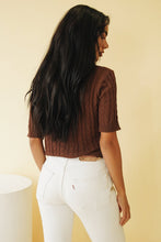Load image into Gallery viewer, Line Up Button Front Knit Top // Chocolate
