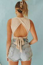 Load image into Gallery viewer, Cooler Than You Ribbed Tie Back Top // Natural

