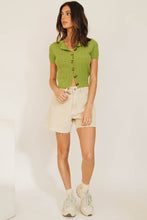 Load image into Gallery viewer, Allegra Button Front Knit Top // Lime

