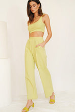 Load image into Gallery viewer, L.A Parties Ribbed Pants // Lime
