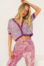 Load image into Gallery viewer, Femme Cool Button Front Knit Top // Purple
