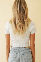 Load image into Gallery viewer, Fashion History Tie Front Knit Top // White
