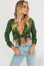 Load image into Gallery viewer, All Night Tie Front Top // Green
