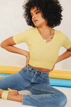 Load image into Gallery viewer, Always On Time Ribbed Knit Top // Yellow
