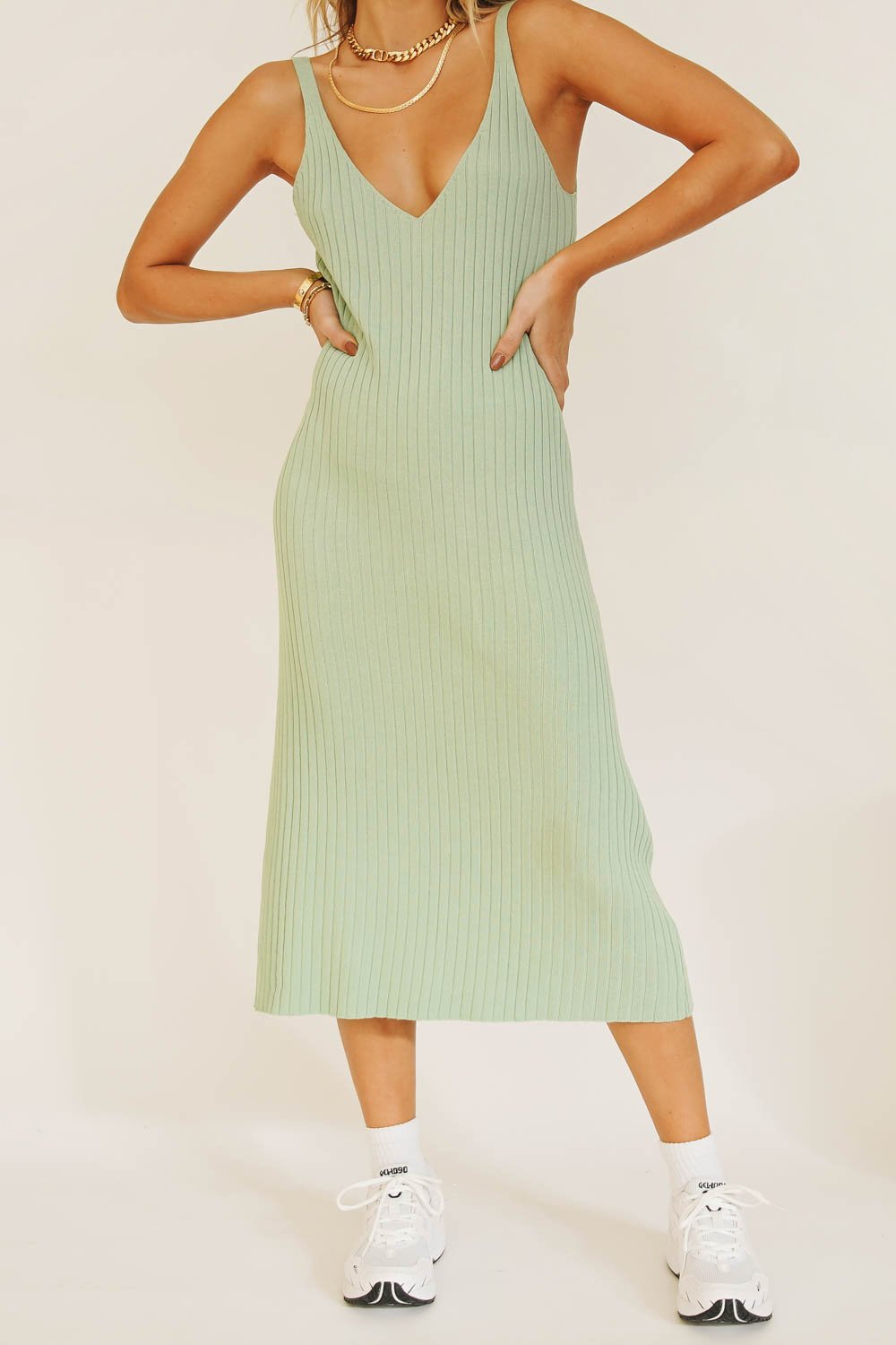 fitted lace wedding dress Sipping Cocktails Knit Midi Dress // Sage – vergegirlksmd.com
